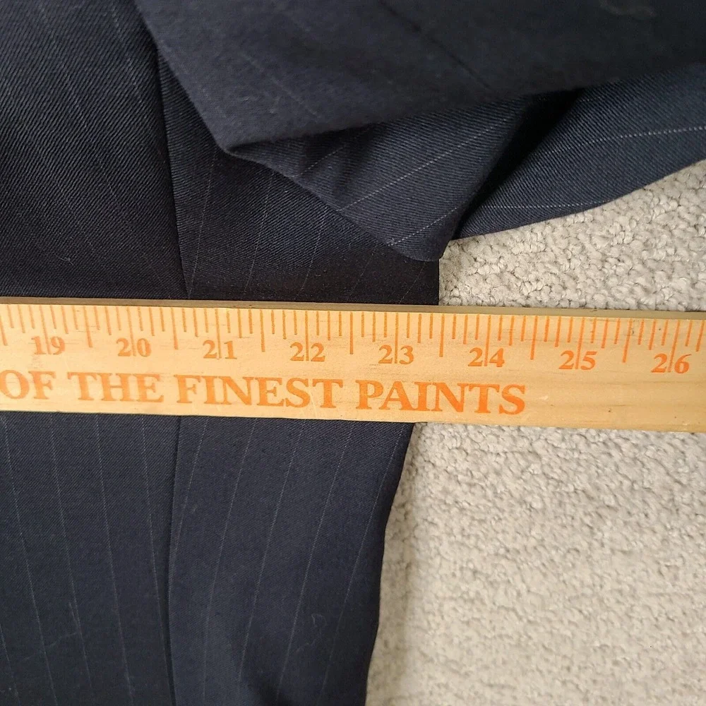 Andrew Fezza Jacket Men 44R Blue Stripe Blazer Worsted Wool Super 100s Suit Coat